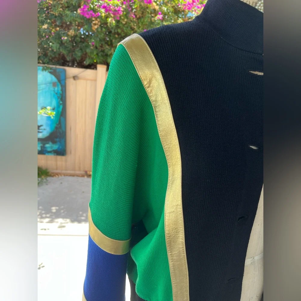 That retro St. John sweater you've been dying for! Multi-color, gold trim - Picture 2 of 13